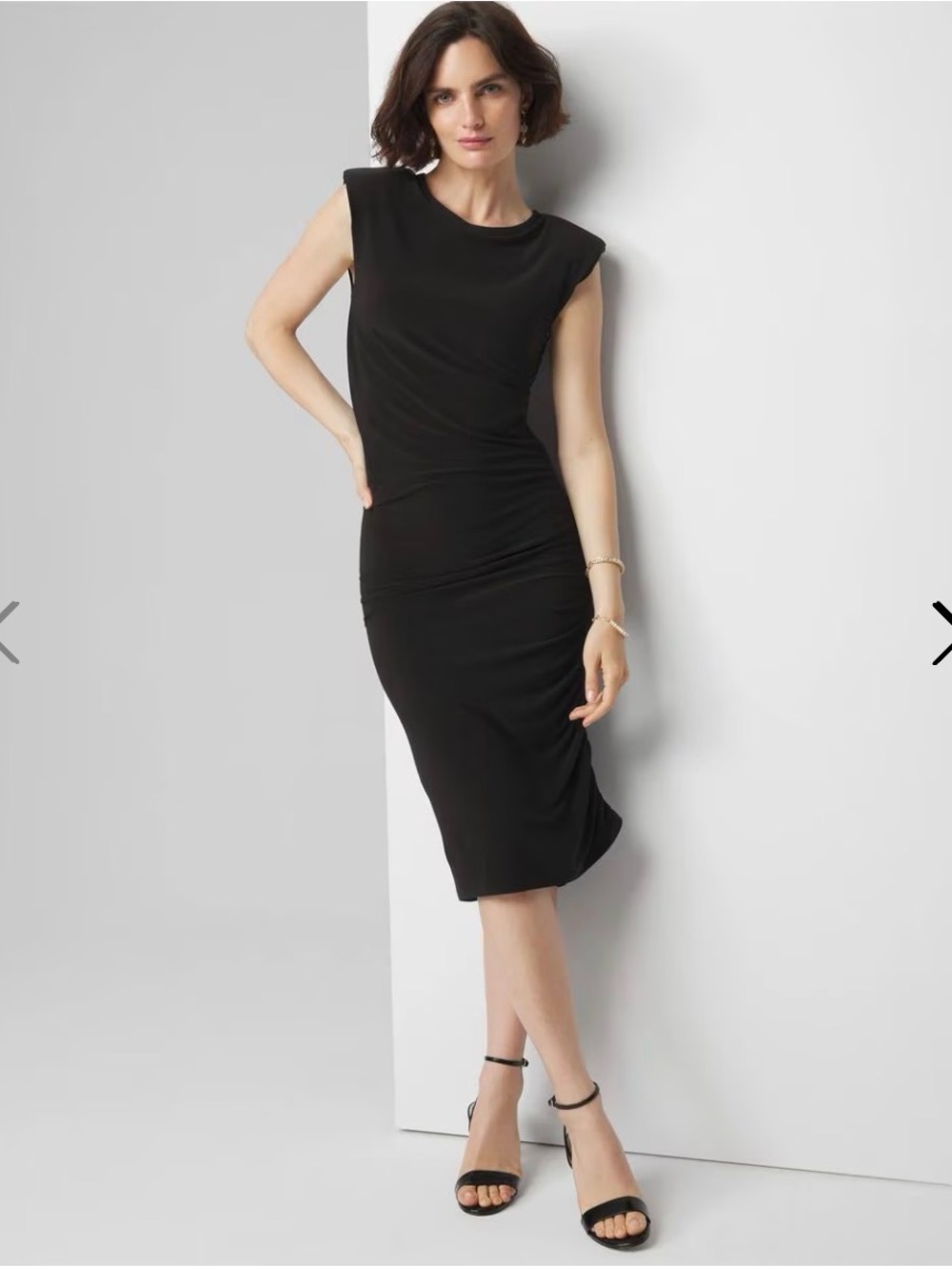 White House Black Market Black Sleeveless Dress Ruched Side